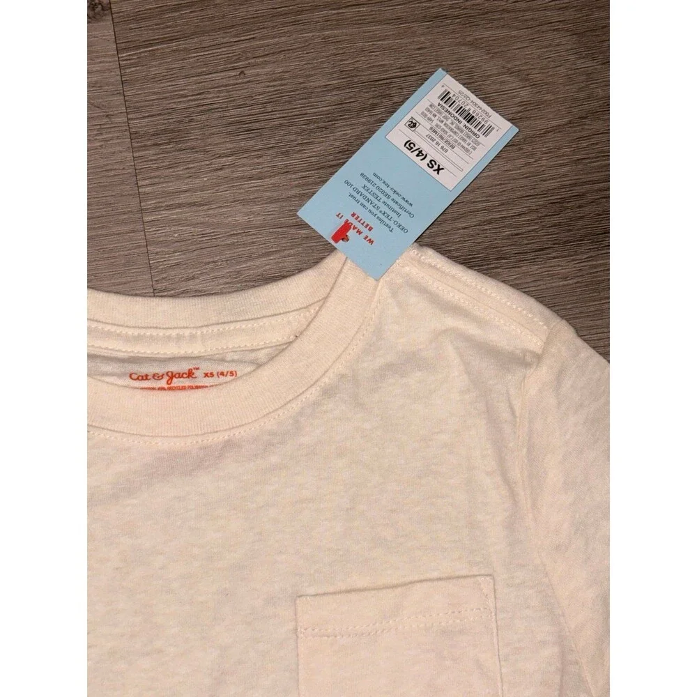 Boys‎ XS 4/5 Beige Long Sleeve T-SHIRT With Pocket NWT
